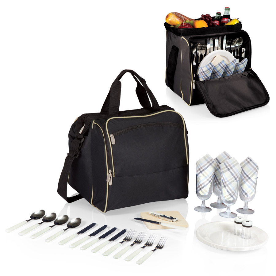 福利品【美國Picnic Time】野餐防水保冷背包(4人組)-附餐具及調味器具