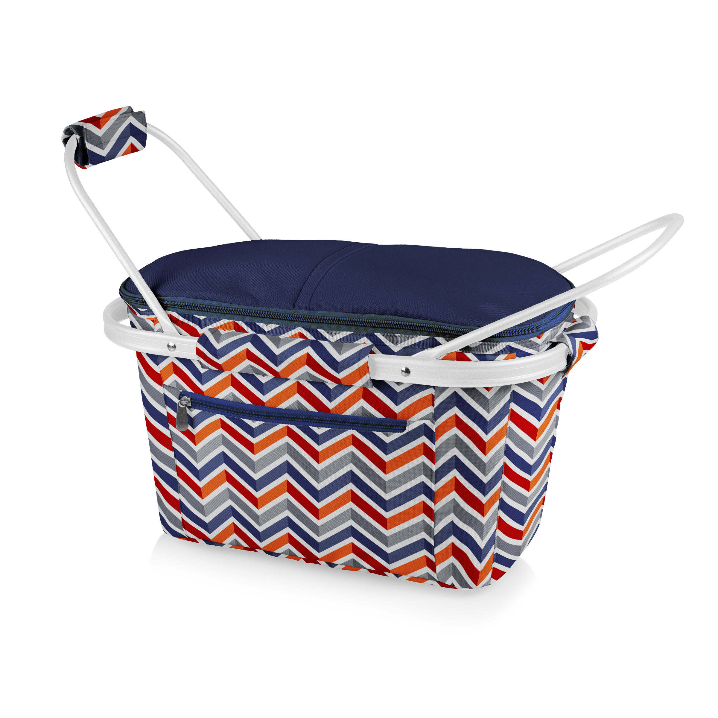【美國Picnic Time】MARKET 可折疊野餐保冷提籃(紅藍條紋)